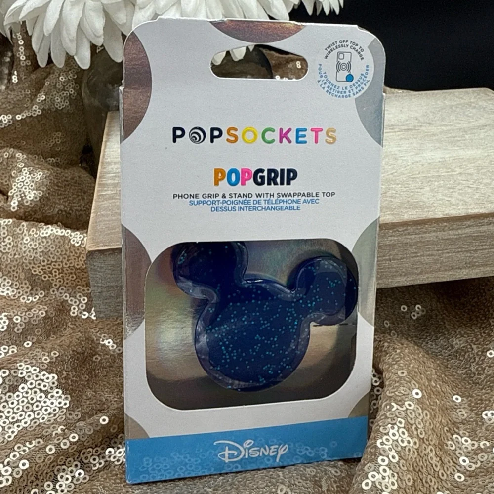 Disney Mickey Mouse PopSockets PopGrip Navy Glitter